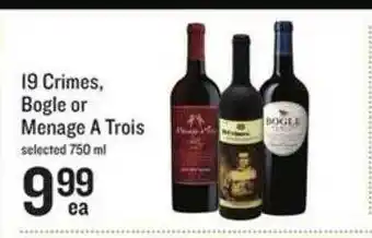 Lowes Foods 19 crimes, bogle or menage a trois offer