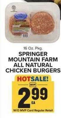 Food Lion Springer mountain farm all natural chicken burgers offer