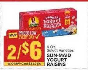 Food Lion Sun-maid yogurt raisins offer