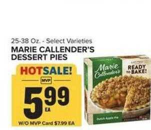 Food Lion Marie callender's dessert pies offer