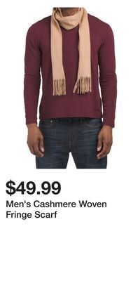 TJ Maxx Men's cashmere woven fringe scarf offer