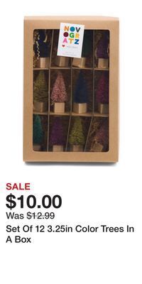 TJ Maxx Set of 12 3.25in color trees in a box offer