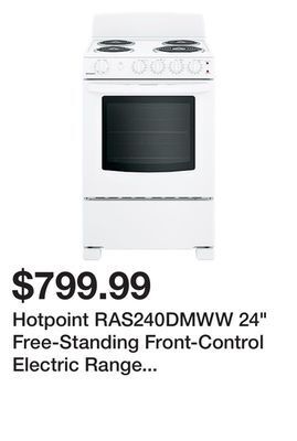 Kmart Hotpoint ras240dmww 24" free-standing front-control electric range - white offer