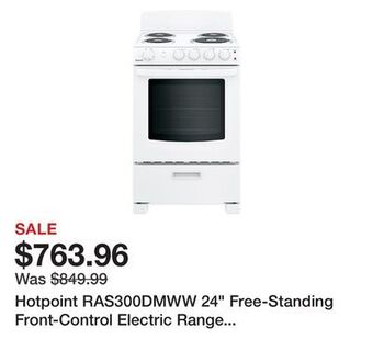 Kmart Hotpoint ras300dmww 24" free-standing front-control electric range - white offer