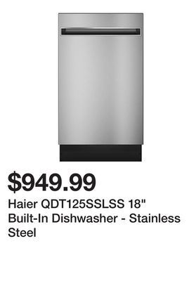 Kmart Haier qdt125sslss 18" built-in dishwasher - stainless steel offer
