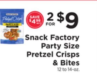 ShopRite Party size pretzel crisps & bites offer