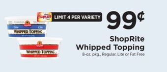 ShopRite Whipped topping offer