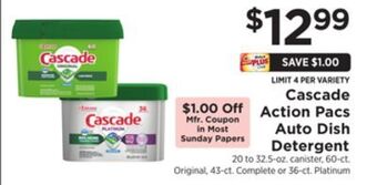 ShopRite Action pacs auto dish detergent offer