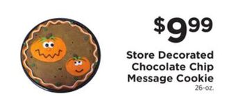 ShopRite Store decorated chocolate chip message cookie offer