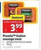 Lidl Premio italian sausage meat offer