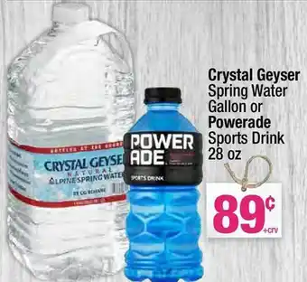 Super King Markets Crystal geyser spring water gallon or powerade sports drink offer