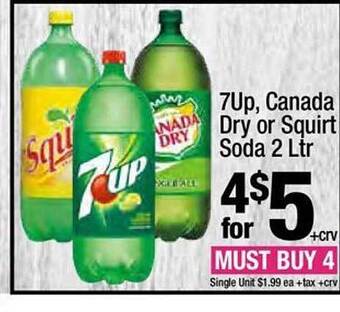 Super King Markets 7up, canada dry or squirt soda offer