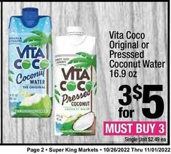 Super King Markets Vita coco original or pressed coconut water offer