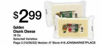 Jons International Golden chunk cheese offer