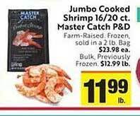 Lucky Supermarkets Jumbo cooked shrimp 16-20 ct. master catch p&d offer