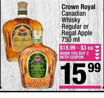 Super King Markets Crown royal canadian whisky regular or regal apple offer