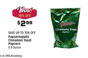 Grocery Outlet Popcornopolis cinnamon toast popcorn offer