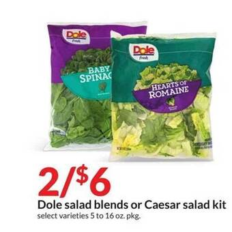 Hy-Vee Dole salad blends or caesar salad kit offer