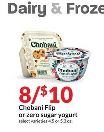 Hy-Vee Chobani flip or zero sugar yogurt offer