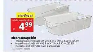 Lidl Clear storage bin offer