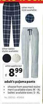 Lidl Adult's pajama pants offer