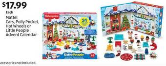 Aldi Mattel cars, polly pocket, hot wheels or little people advent calendar offer
