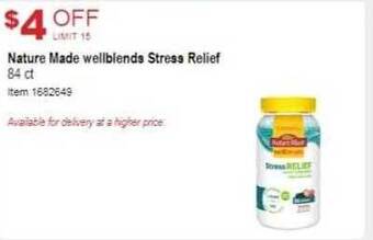 Costco Nature made wellblends stress relief offer