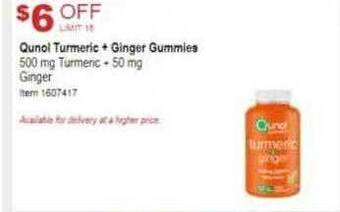 Costco Qunol turmeric + ginger gummies offer
