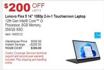 Costco Lenovo flex 5 14 offer