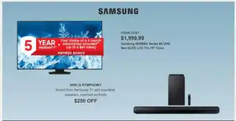 Costco Samsung qn85bd series 4k uhd neo qled lcdd tvs 75 offer