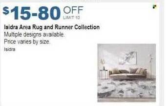 Costco Isidra area rug and runner collection offer