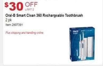 Costco Oral-b smart clean 360 rechargeable toothbrush offer