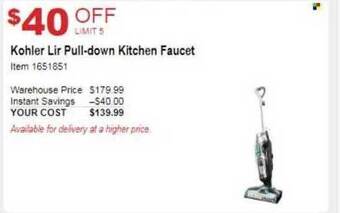 Costco Kohler lir pull-down kitchen faucet offer