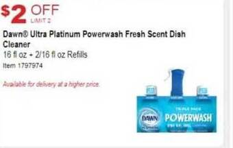 Costco Dawn ultra platinum powerwash fresh scent dish cleaner offer
