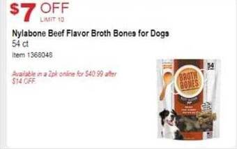 Costco Nylabone beef flavor broth bones for dogs offer