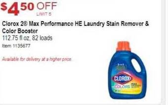 Costco Clorox 2 max performance he laundry stain remover & color booster offer
