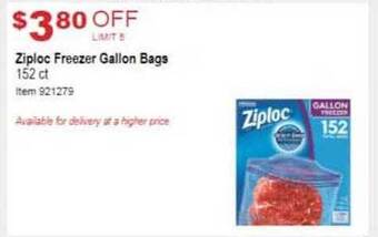 Costco Ziploc freezer gallon bags offer