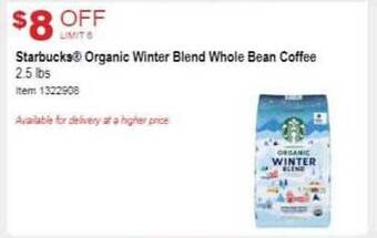 Costco Starbucks organic winter blend whole bean coffee offer