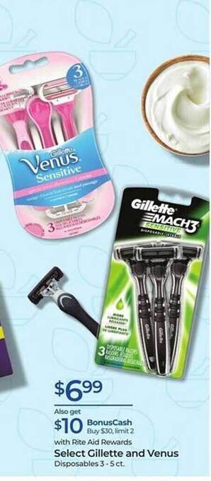 Rite Aid Select gillette and venus offer