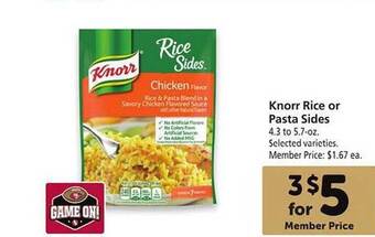 Safeway Knorr rice or pasta sides offer