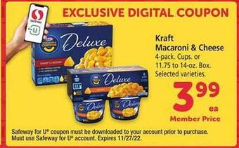 Safeway Kraft macaroni & cheese offer