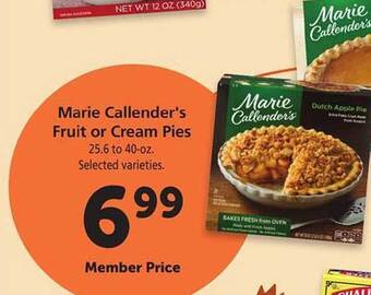 Safeway Marie callender's fruit or cream pies offer