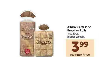 Safeway Alfaro's artesano bread or rolls offer