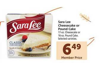 Safeway Sara lee cheesecake or pound cake offer