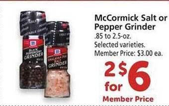 Safeway Mccormick salt or pepper grinder offer