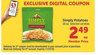 Safeway Simply potatoes offer