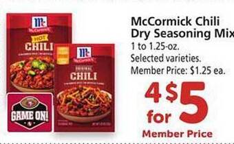 Safeway Mccormick chili dry seasoning mix offer