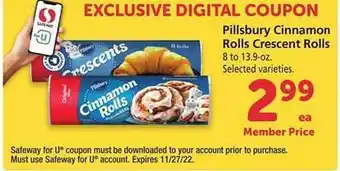 Safeway Pillsbury cinnamon rolls crescent rolls offer