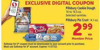 Safeway Pillsbury cookie dough or pie crust offer