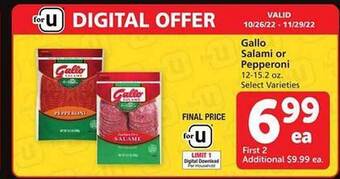 Safeway Gallo salami or pepperoni offer
